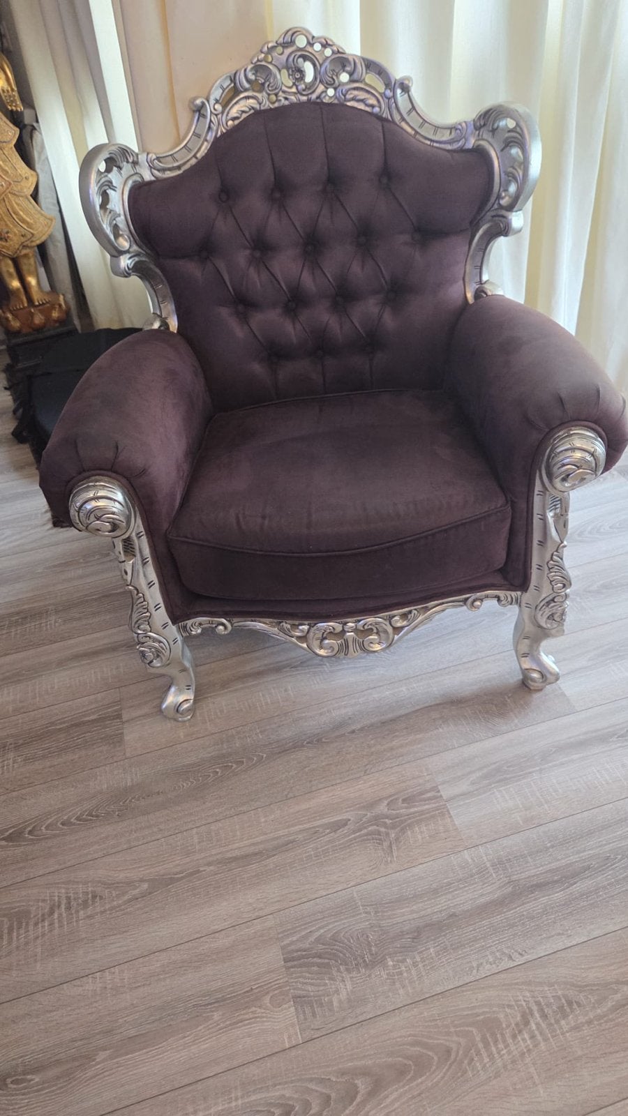 Barok fauteuil - Paars met zilveren details, Ophalen, Overige kleuren, Zo goed als nieuw, Eén