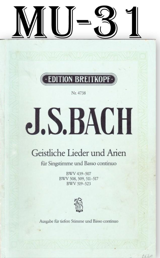 MU-31  Bladmuziek  Bach Geestelijke liederen, Muziek en Instrumenten, Bladmuziek, Gebruikt, Klassiek, Zang, Ophalen of Verzenden