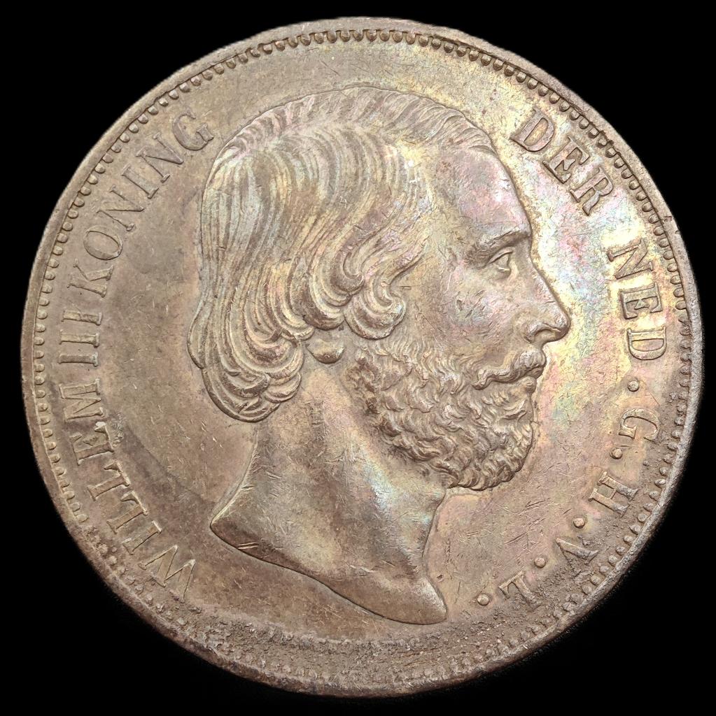 1874 Rijksdaalder Willem 3 Prachtig Patina, Postzegels en Munten, Koning Willem III, Verzenden, Zilver, Losse munt