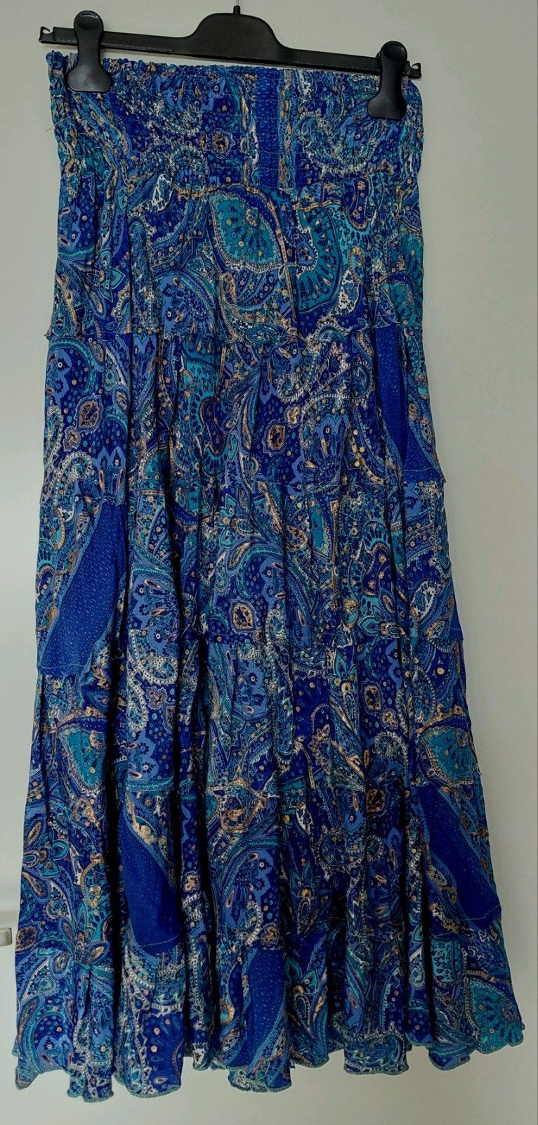 Maxi wijde art silk rok india 40-42, Blauw, Maat 42/44 (L), Ophalen of Verzenden, Zo goed als nieuw