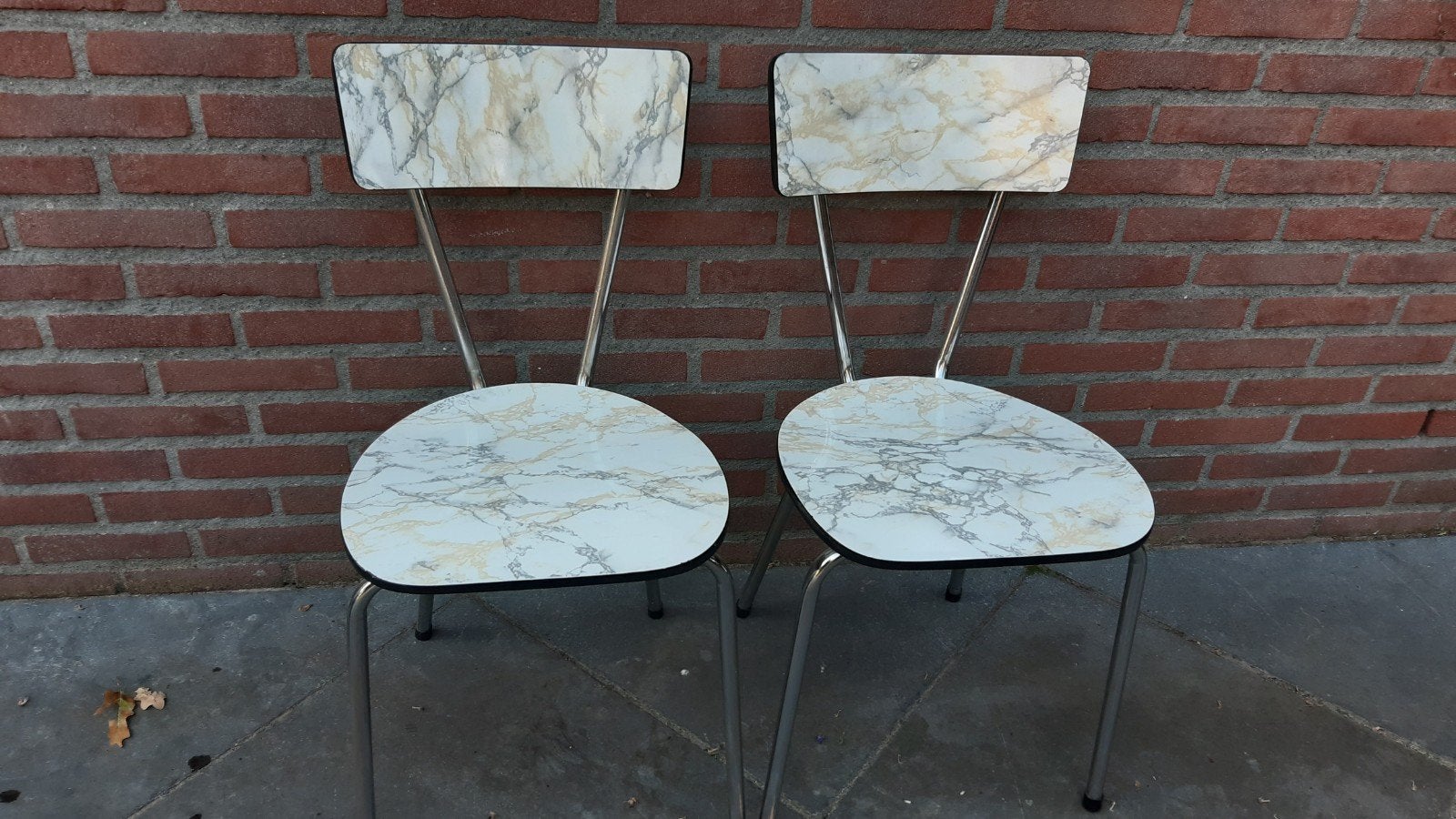 2 eettafel stoelen retro, Ophalen, Gebruikt