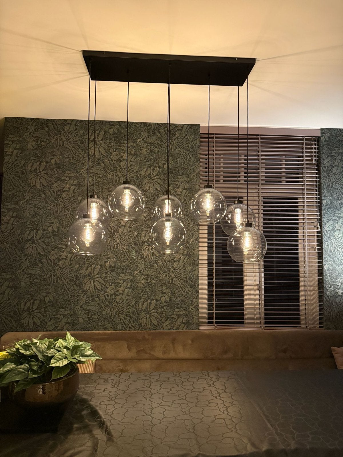Straluma Hanglamp met 8 Smoke Glazen Bollen, Ophalen, Zo goed als nieuw, Glas, 75 cm of meer