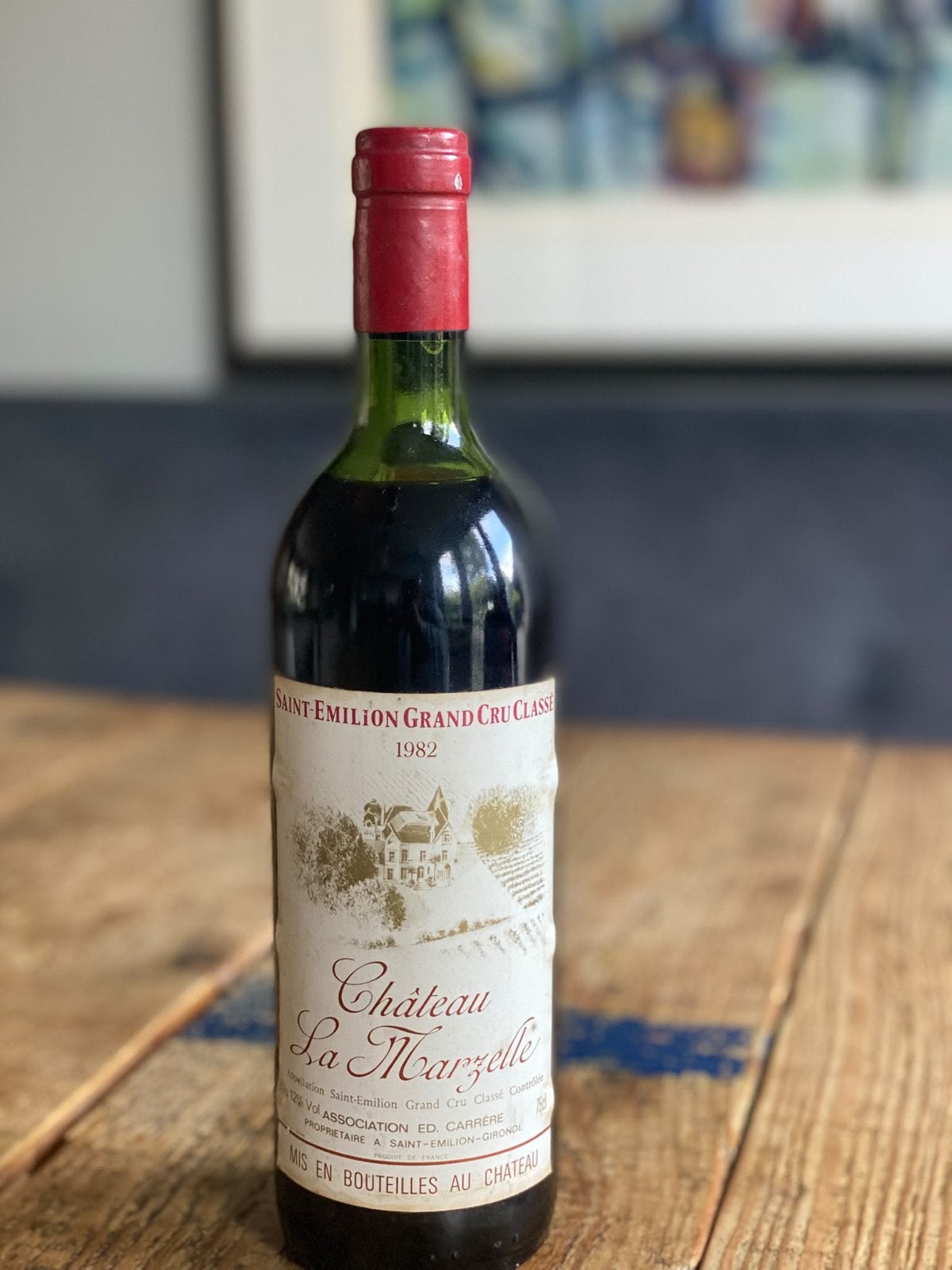 Château La Marzelle Saint-Émilion Grand Cru Classé 1982, Gebruikt, Frankrijk, Ophalen of Verzenden, Rode wijn