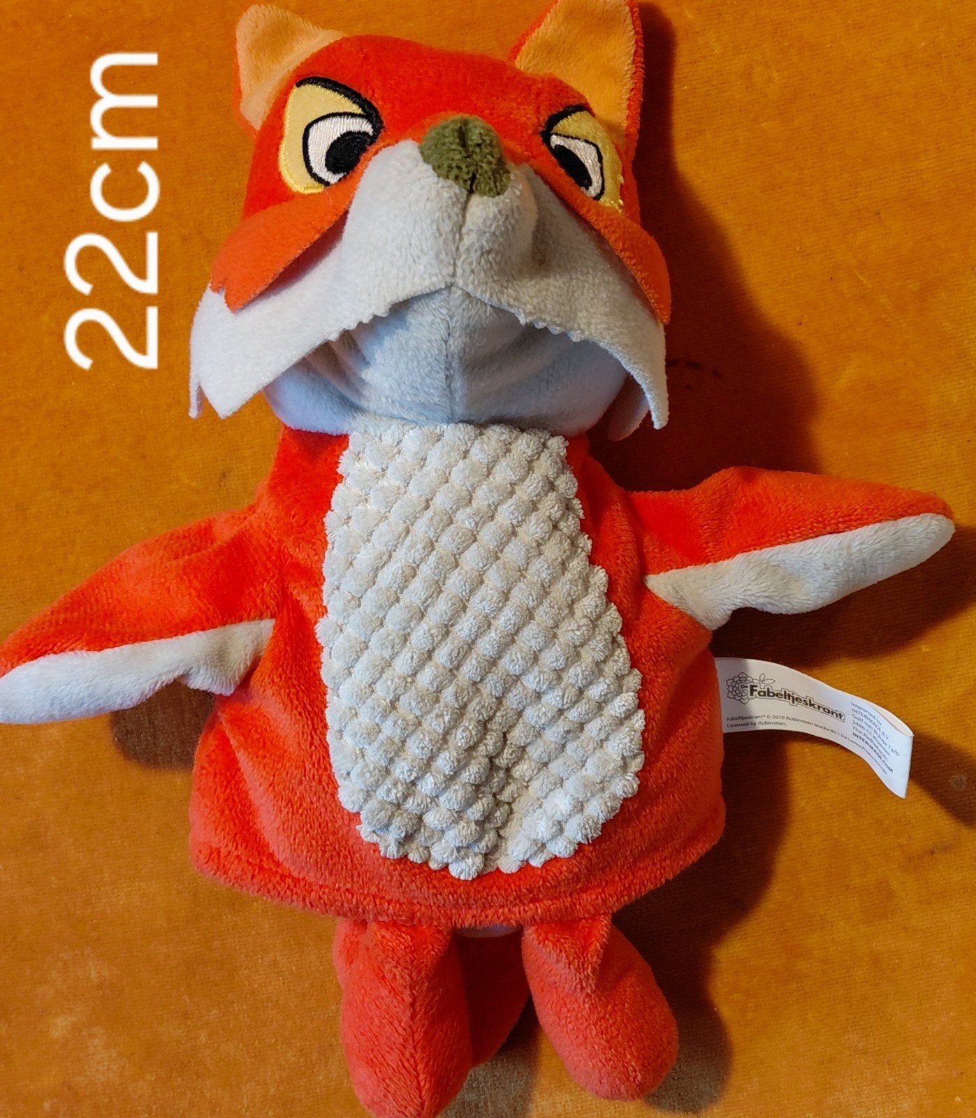 Lowieke de Vos handpop - Fabeltjeskrant knuffel 22cm, Oranje, Gebruikt, Overige merken, Overige karakters