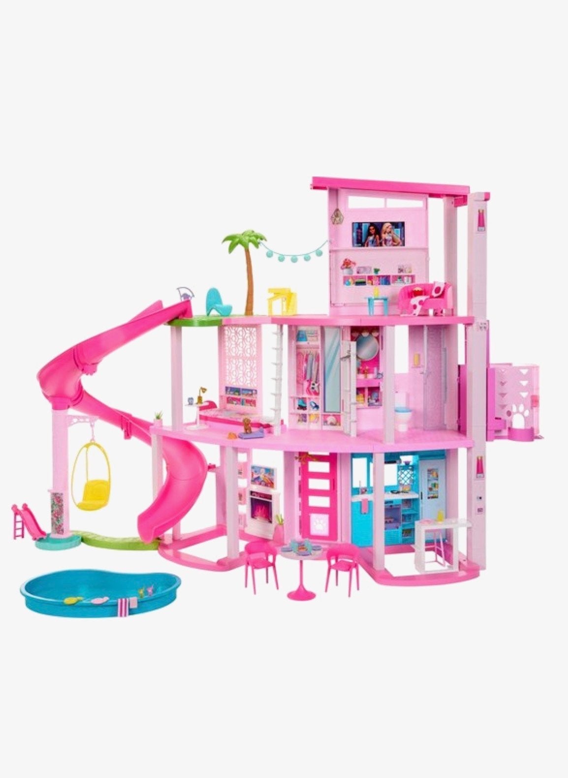 Barbie Droomhuis met Zwembad en Glijbaan 114cm hoog, Ophalen, Zo goed als nieuw, Poppenhuis