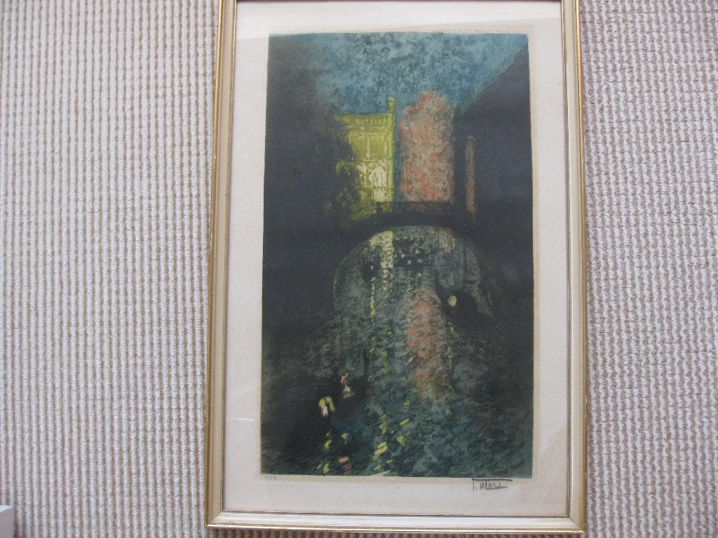 T. Mazi, eau-forte (ets) van de stad Venetië. 1920., Ophalen of Verzenden, Ets, 1900 - 1949