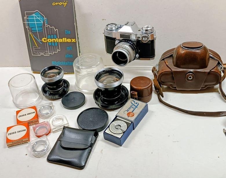 Zeiss Ikon Contaflex, 3 Objektiven und Zubehör .ca 1960, Verzamelen, Ophalen of Verzenden, 1960 tot 1980, Fototoestel