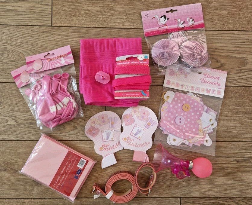 Roze Baby Shower Decoratie Pakket - Nieuw, Ophalen of Verzenden, Nieuw, Versiering, Geboorte of Huwelijk