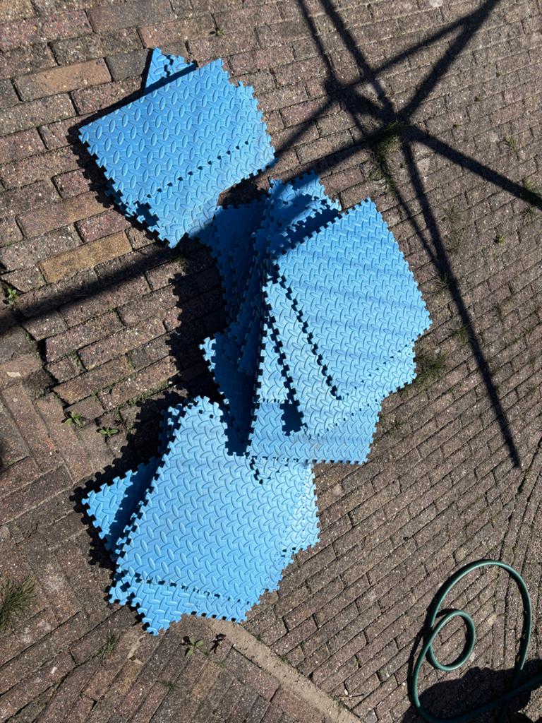 Blauwe schuim puzzeltegels bijvoorbeeld voor een Zwembad, Ophalen, Gebruikt