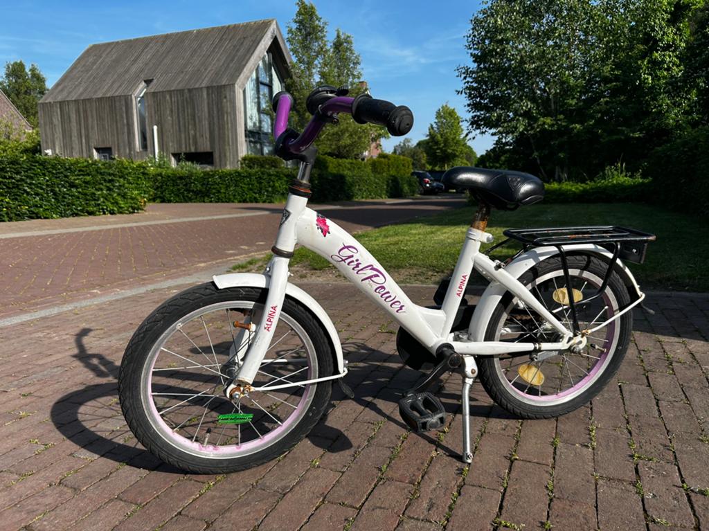 Alpina meisjes fiets 16”, Ophalen of Verzenden, Gebruikt, Terugtraprem, 16 inch