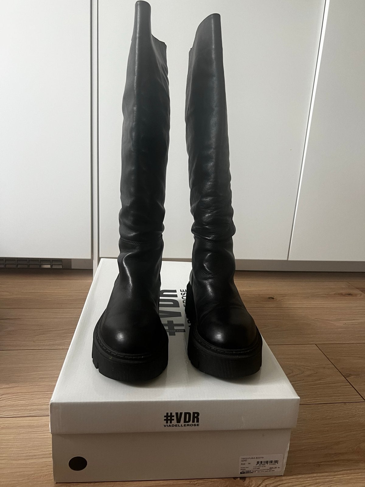 VDR Via Delle Rose Zwarte Hoge Laarzen Maat 38, Ophalen of Verzenden, Zo goed als nieuw, Zwart, Hoge laarzen