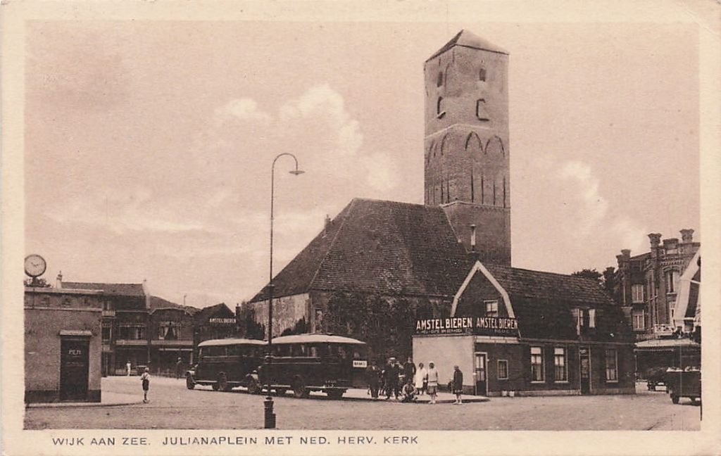 AN076 Wijk aan Zee Julianaplein autobus reclame bier 1932, Verzenden, 1920 tot 1940, Gelopen, Noord-Holland
