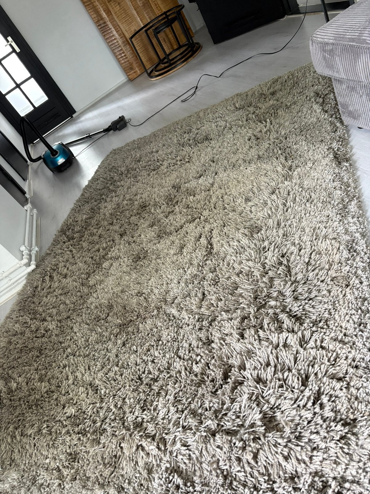 Taupe hoogpollig vloerkleed, Huis en Inrichting, Stoffering | Vloerbedekking, Ophalen, Zo goed als nieuw, Minder dan 10 m², Tapijt
