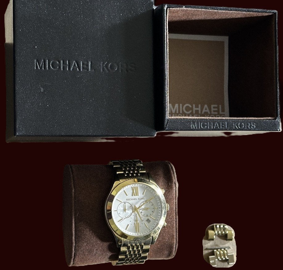 Michael Kors Brookton MK-5762 Horloge (Complete Set met Doos, Staal, Staal, Polshorloge, Zo goed als nieuw