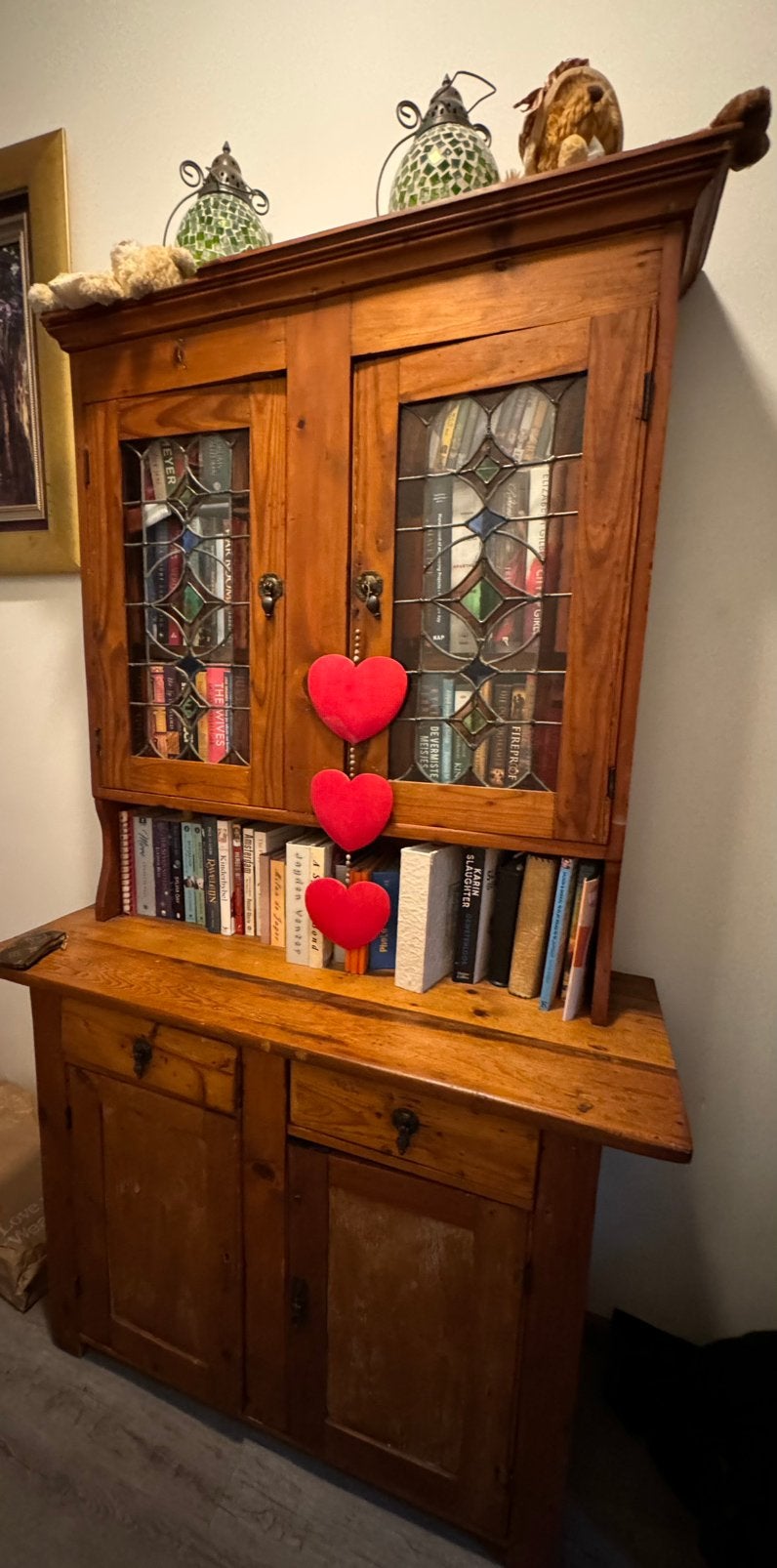 Vintage buffetkast met loodglas, Huis en Inrichting, Ophalen, Gebruikt, 100 tot 150 cm, Vintage