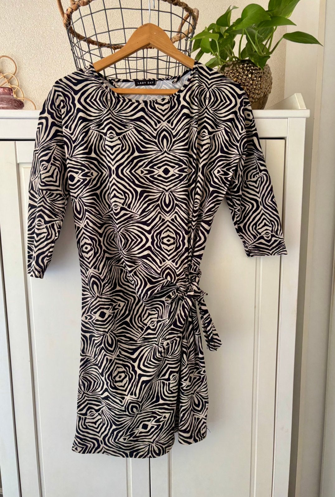 Lady Day travelstof jurk maat S, Kleding | Dames, Beige, Ophalen of Verzenden, Zo goed als nieuw, Maat 36 (S)