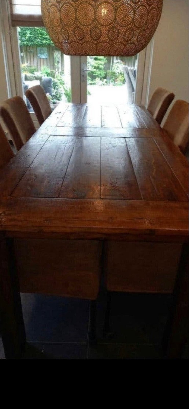 Grote eettafel met 3 lades - 226 x 90 cm, Ophalen, Gebruikt, 200 cm of meer, 50 tot 100 cm