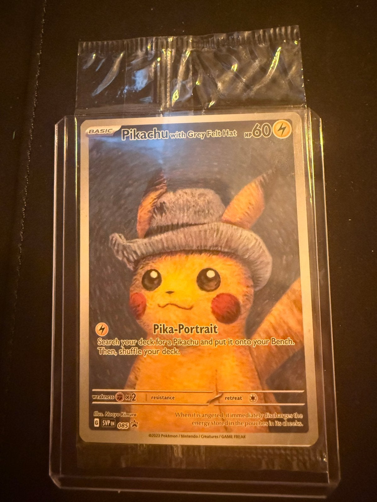 Pikachu 085 grey felt hat van Gogh sealed 2, Ophalen of Verzenden, Zo goed als nieuw