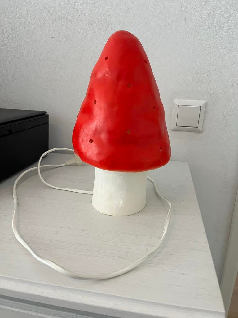 Vintage paddestoel lamp - Heico - Rood/Wit, Ophalen of Verzenden, Gebruikt