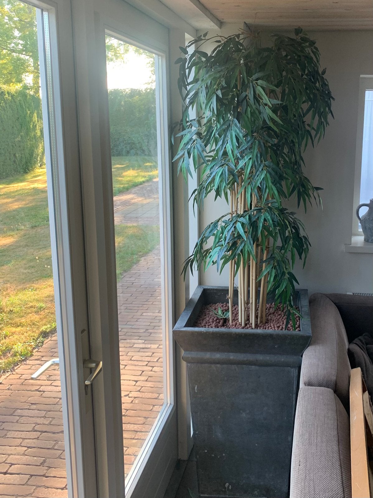 Grote kunstplant in metalen pot, Binnen, Groen, Onderhoudsvrij, Kunstplant