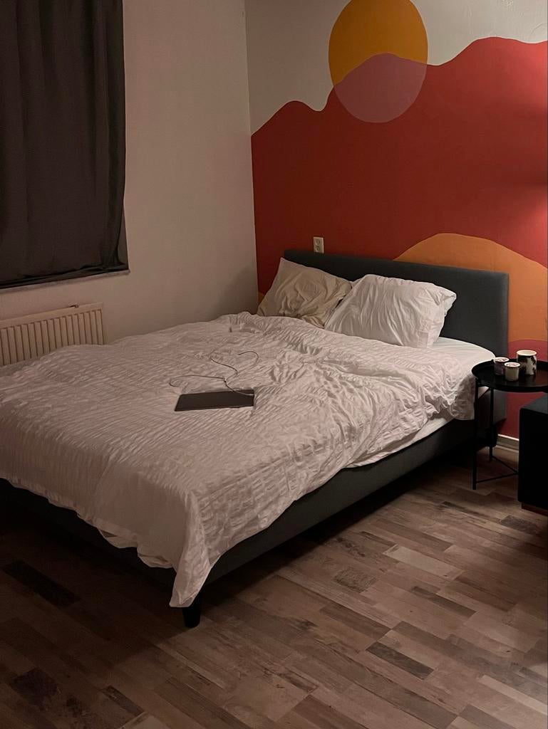 Ikea Sabovik bed 160x200 cm met matras en lattenbodem, Ophalen, Gebruikt, Tweepersoons, 200 cm