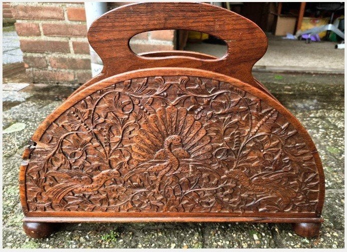 ~1920 Hand gesneden houten kranten rack Indonesië, Japara, Ophalen of Verzenden