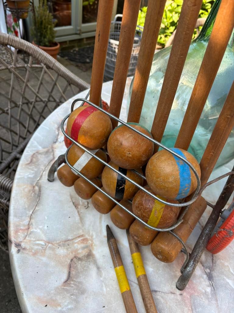 Vintage origineel Croquet spel compleet jaren ‘70 hout, Antiek en Kunst, Ophalen