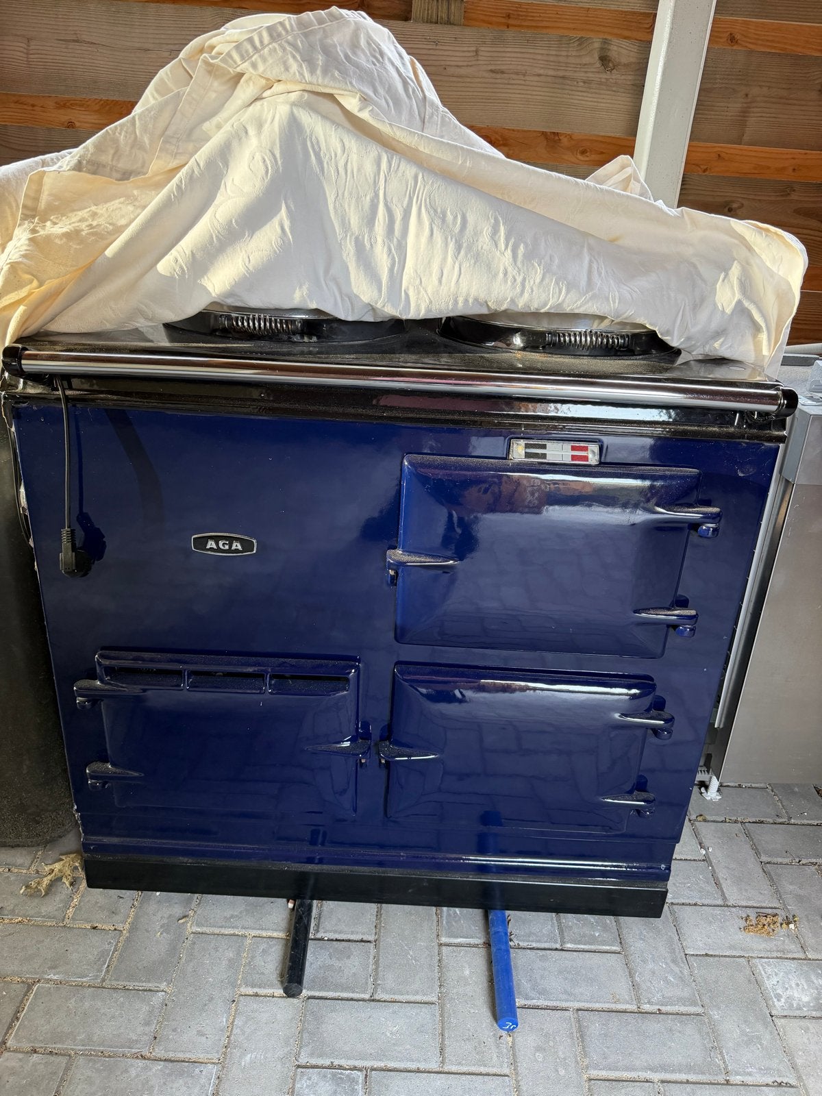 AGA Classic in Donkerblauw met D'verte Klok, Ophalen, 60 cm of meer, Zo goed als nieuw, Gas