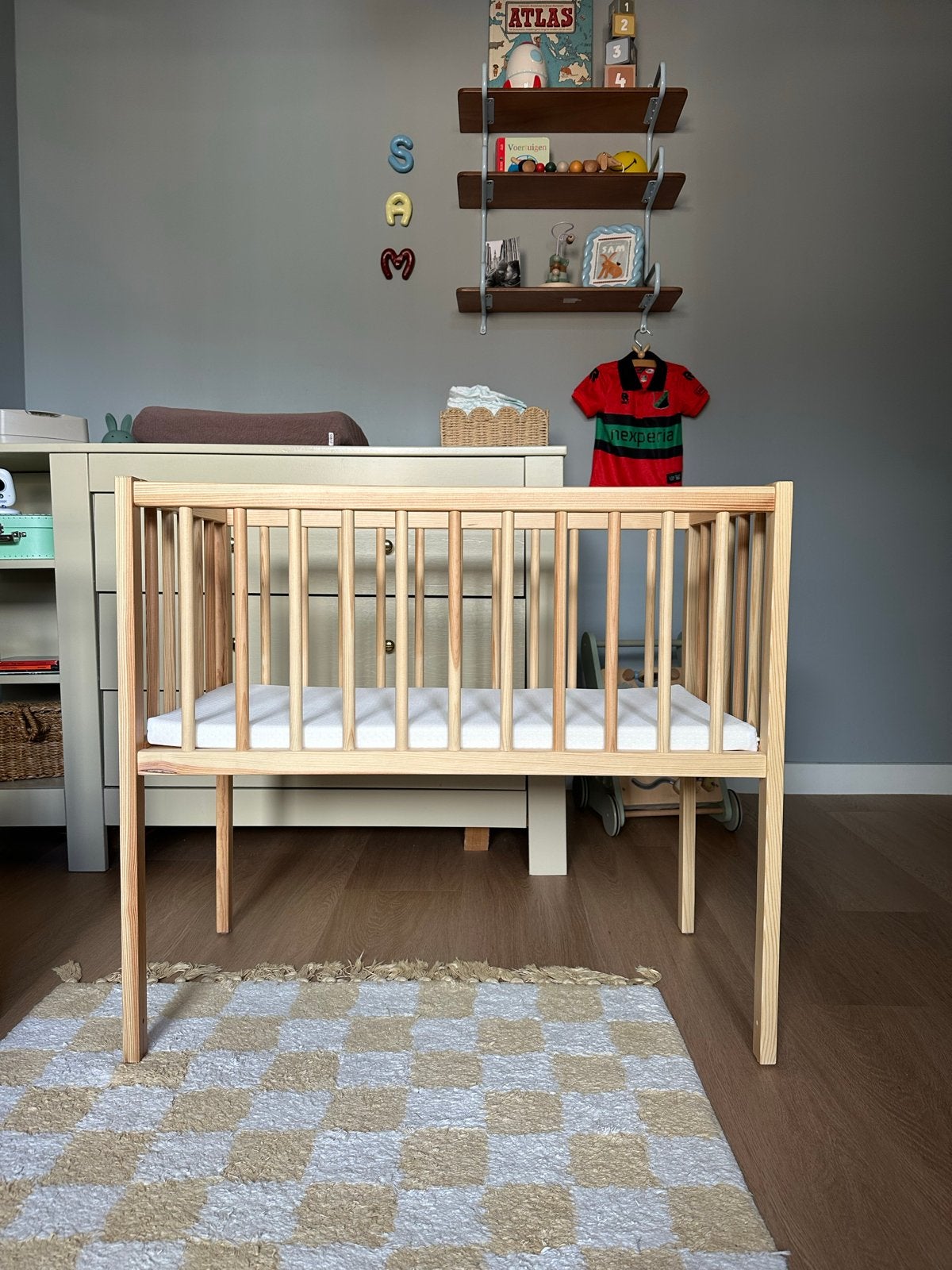 Co-sleeper eiken hout met matras, Ophalen, Gebruikt, 190 cm of minder, Hout