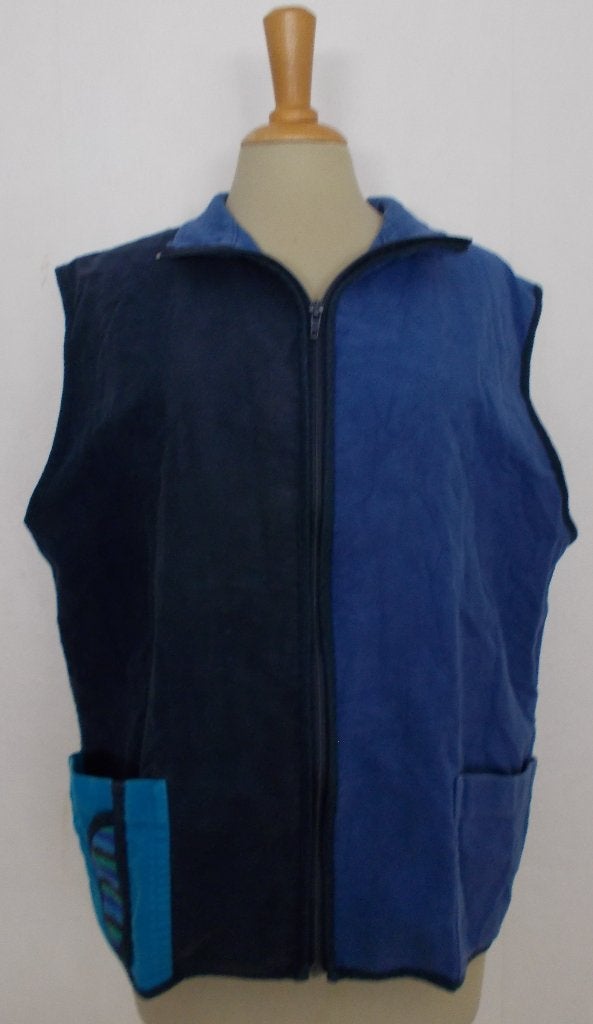 Leuk blauw 100% katoen gilet/vestje van Geesje Sturre! L, Kleding | Dames, Maat 42/44 (L), Zo goed als nieuw, Zonder mouw, Verzenden