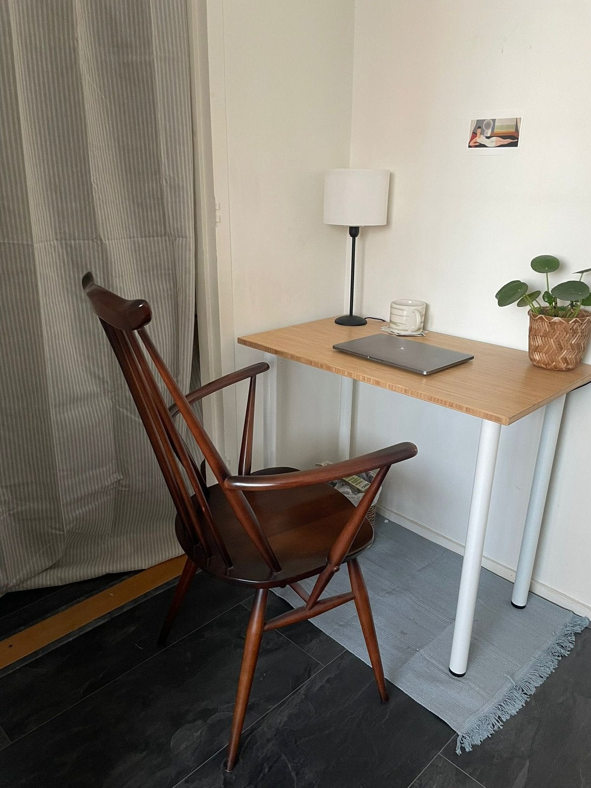 Ikea desk legs with bamboe wood plank, Ophalen, Zo goed als nieuw