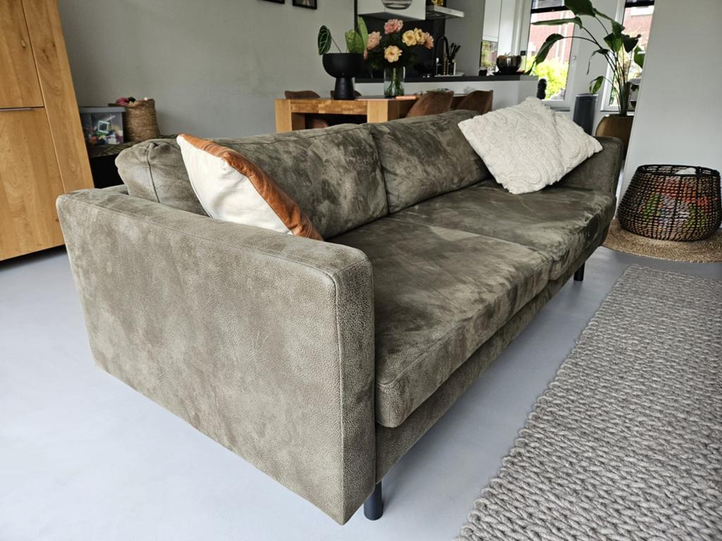 2,5 zits bank micro-leder groen, Huis en Inrichting, Banken | Bankstellen, Gebruikt, Tweepersoons, 150 tot 200 cm, 75 tot 100 cm
