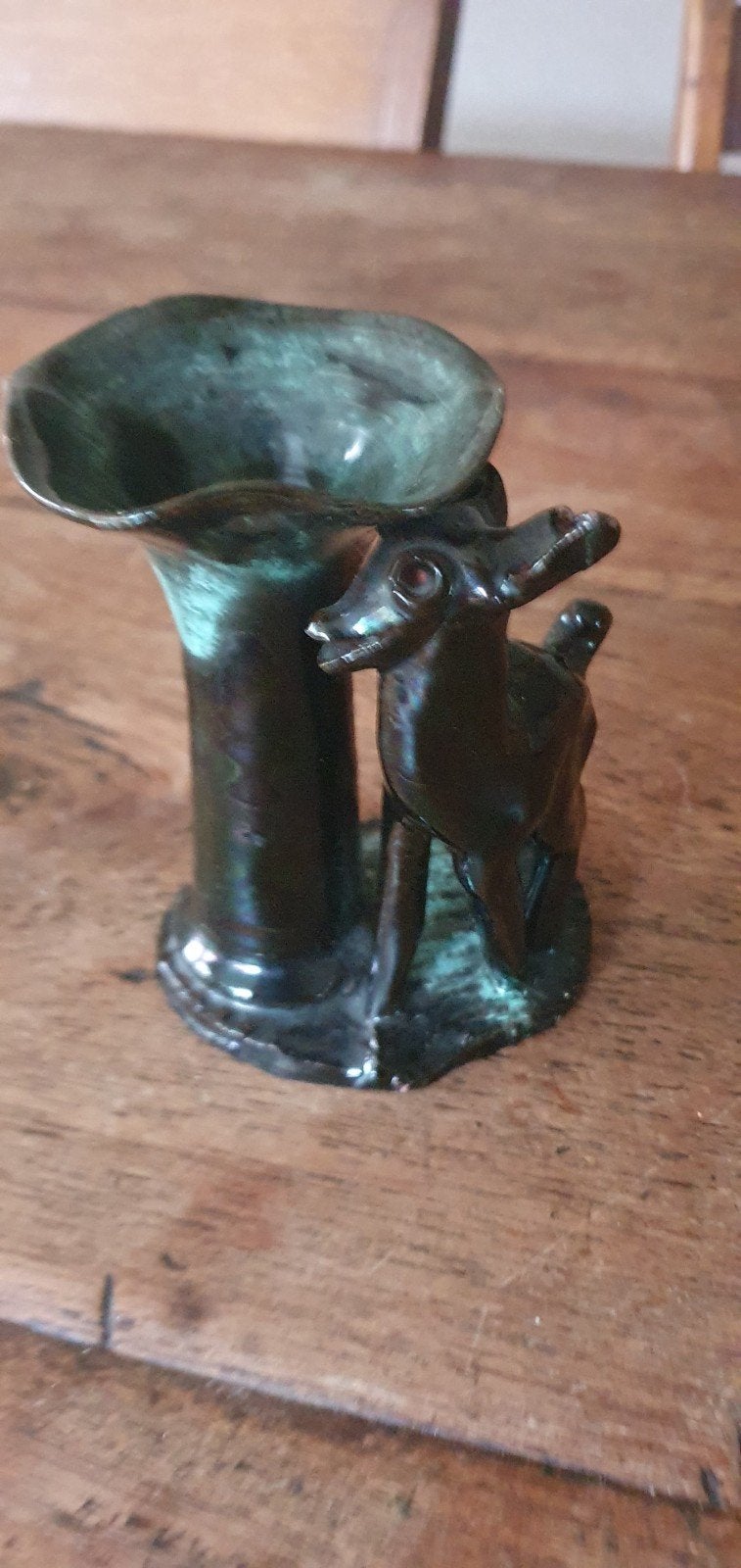 Vintage Blue Mountain vaasje met hert Bambi bruin groen, Ophalen of Verzenden