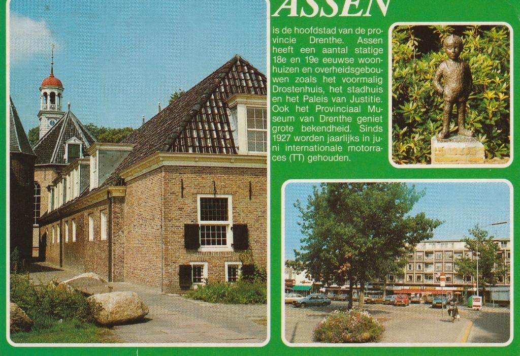Ansichtkaart Assen, Verzamelen, Ansichtkaarten | Nederland, Ophalen of Verzenden, 1980 tot heden, Gelopen, Drenthe