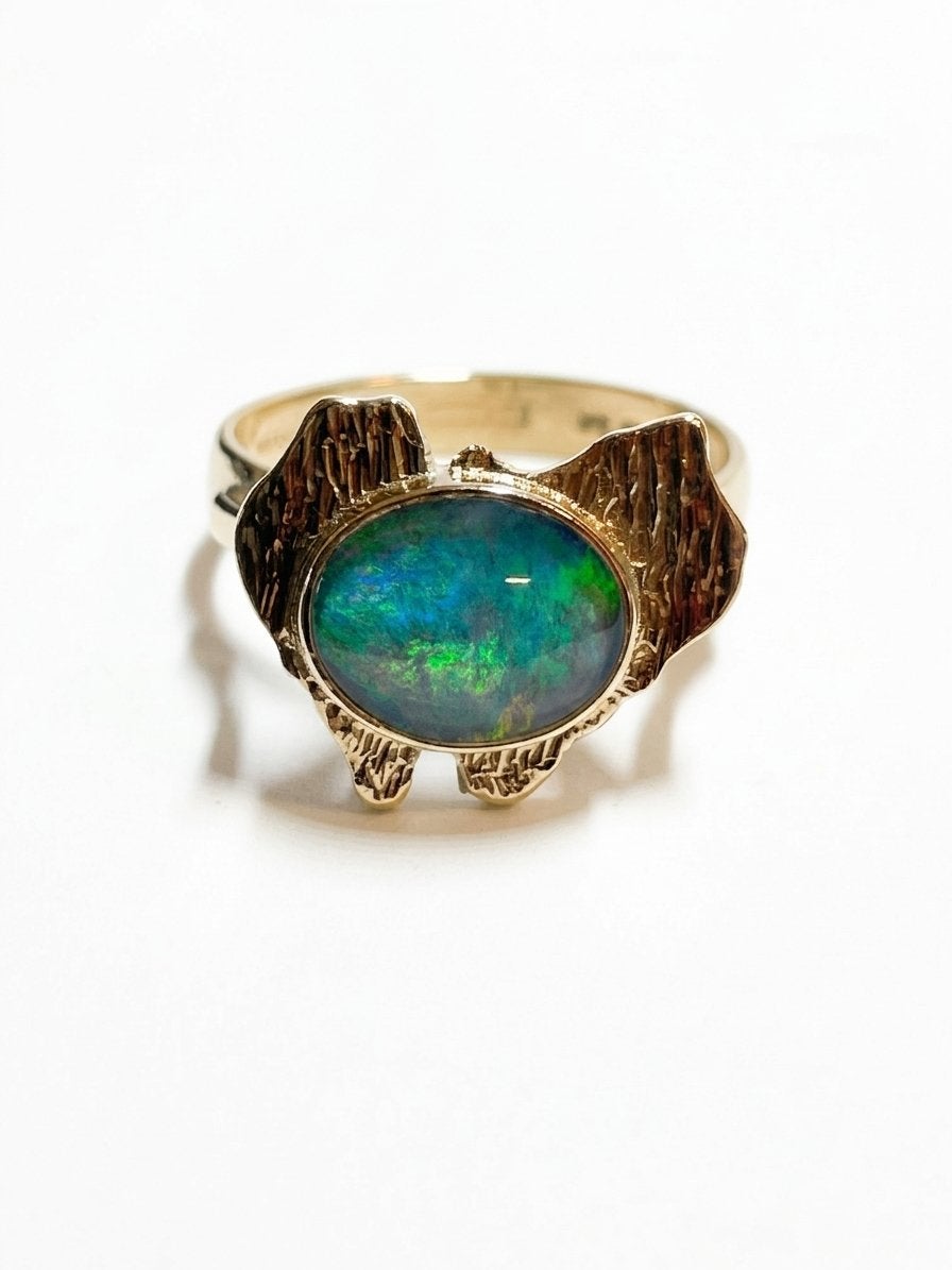 9k gouden ring met een opaal, 18 tot 19, -, -, Ophalen of Verzenden