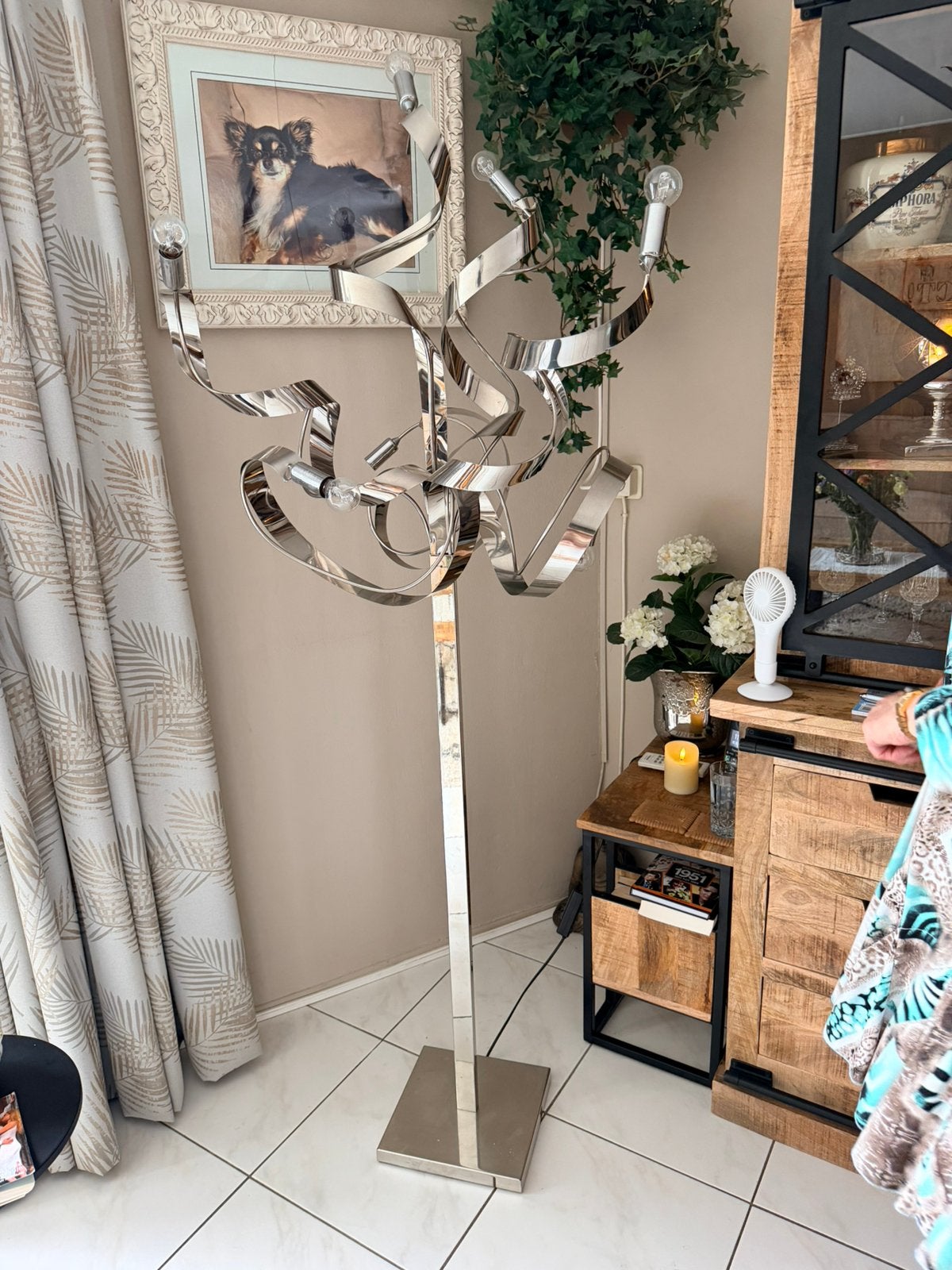 Staande schemerlamp, Huis en Inrichting, Lampen | Vloerlampen, Ophalen, Zo goed als nieuw, 150 tot 200 cm