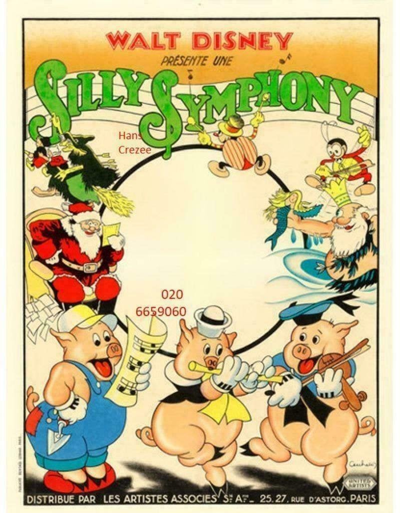 zoek oud Loet C Barnstijn UA Disney Mickey Mouse film poster, Ophalen of Verzenden, A1 t/m A3, Film en Tv, Rechthoekig Staand
