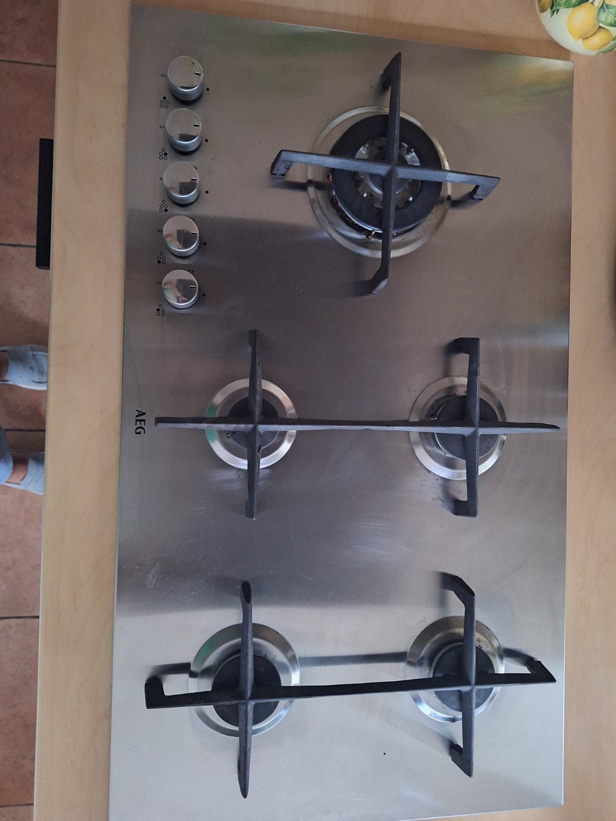 AEG RVS Gasfornuis - 4 Kookzones, Witgoed en Apparatuur, Kookplaten, Ophalen, Gebruikt, 4 kookzones, Inbouw