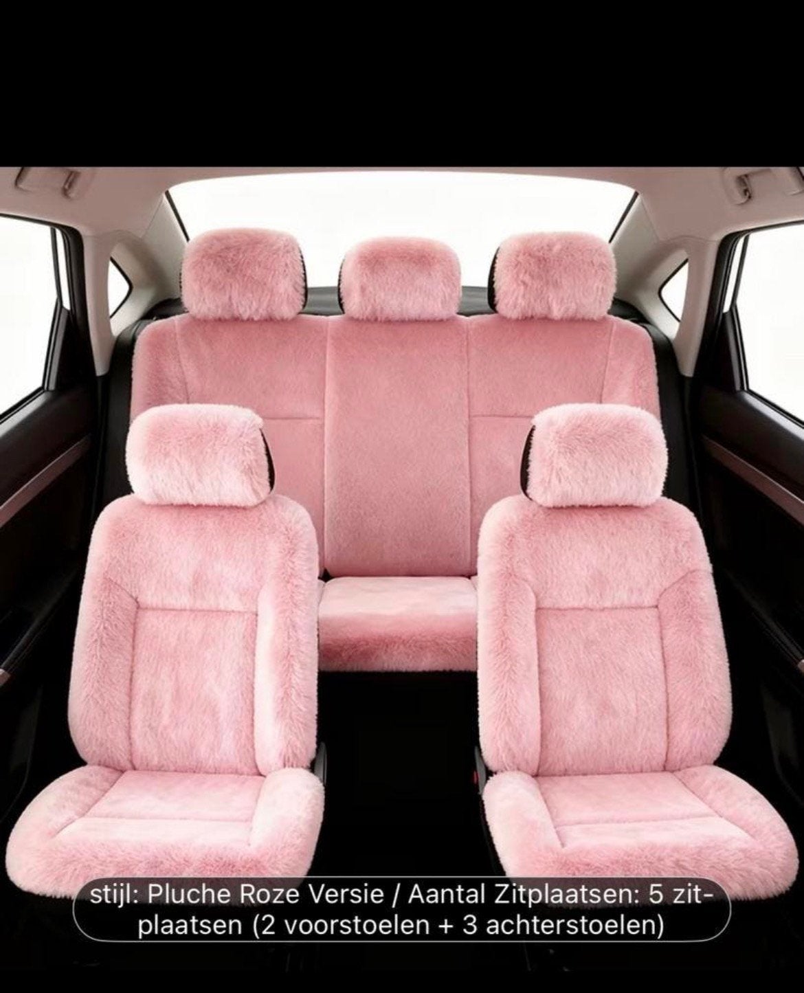 Roze pluchen auto stoelhoezen, Ophalen