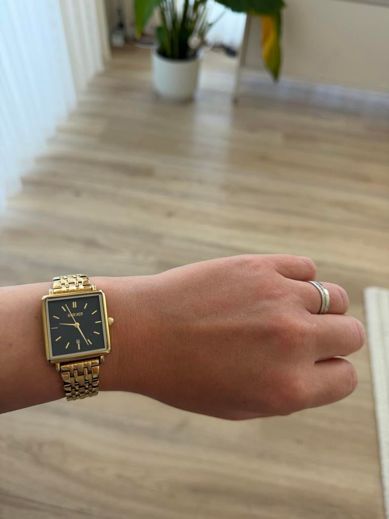 Burker horloge goud zwart, Overige merken, Polshorloge, Ophalen of Verzenden, Zo goed als nieuw