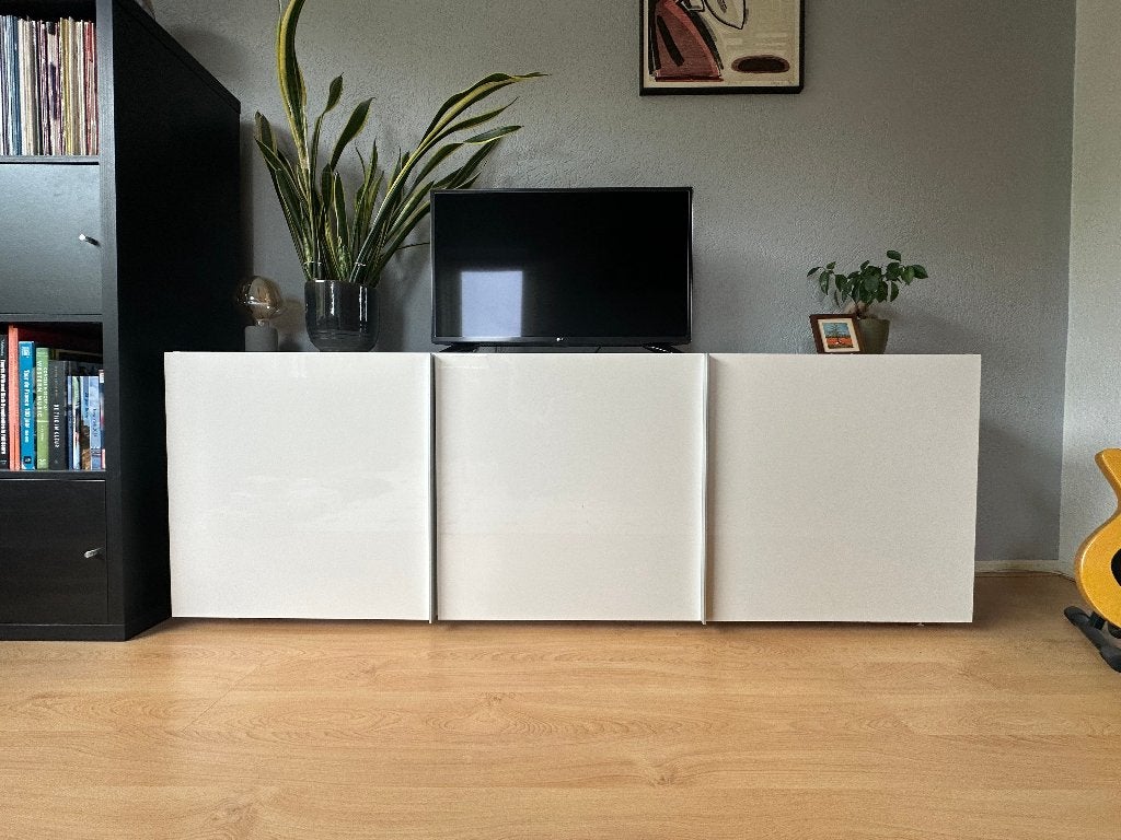 Tv meubel glanzend wit - Goede staat, Ophalen, 150 tot 200 cm, Zo goed als nieuw, Minder dan 100 cm