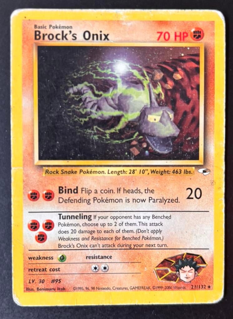 Pokémon TCG Brock's Onix Gym Heroes 21/132, Ophalen of Verzenden, Zo goed als nieuw