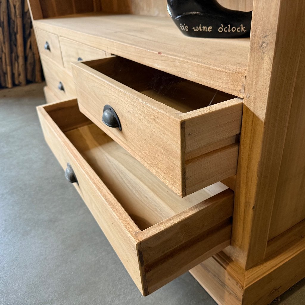 boekenkast teak met 5 lades en 2 planken - Gratis bezorgd, TTM Wonen, Meubels – (Perzische) Tapijten en Woonaccessoires, 150 tot 200 cm