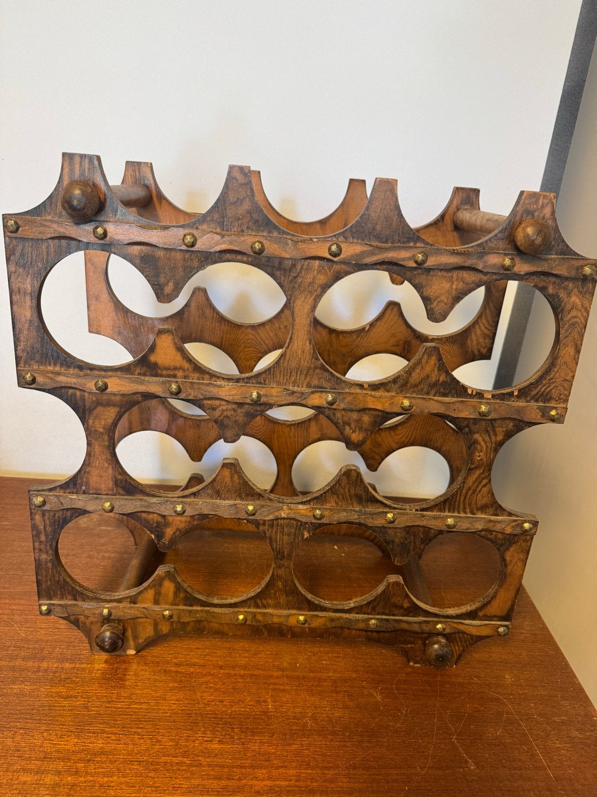 Vintage houten wijnrek voor 12 flessen, Ophalen, Gebruikt, 5 tot 15 flessen, 5 – 50