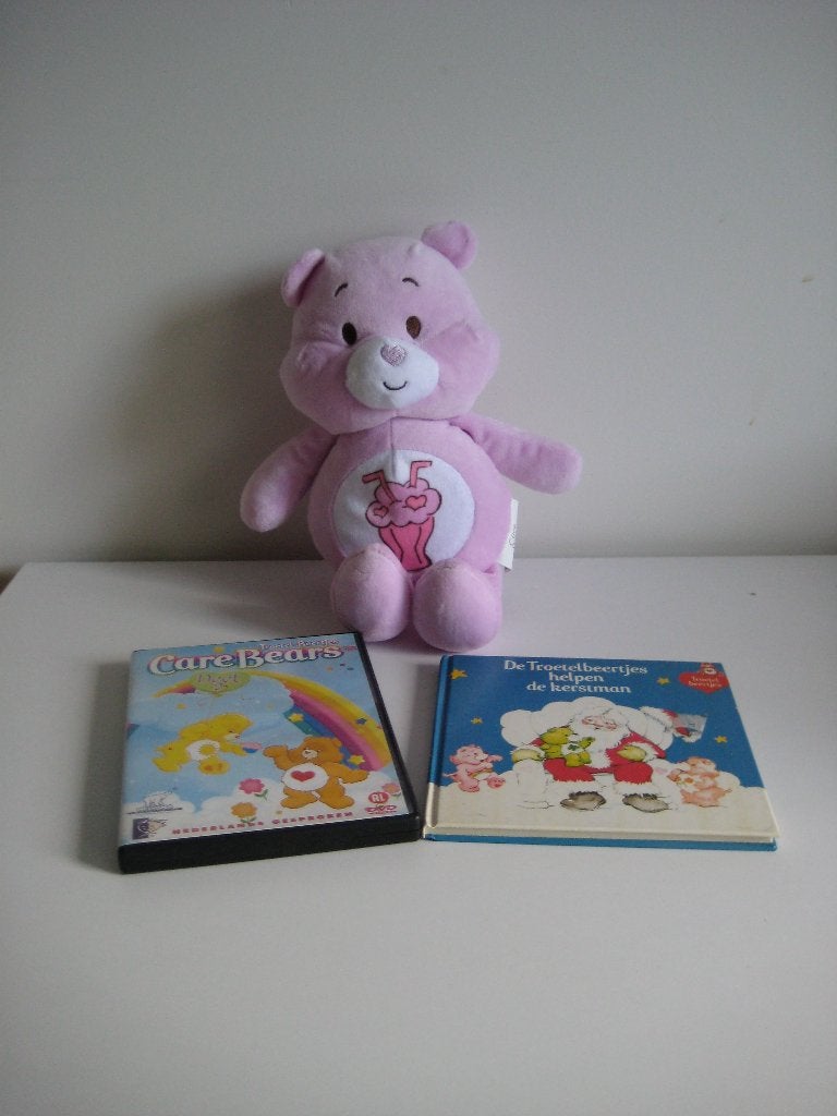 Troetelbeertjes Care Bears 1 knuffel, dvd + vintage boekje, Overige merken, Overige karakters, Beer, Met geluid