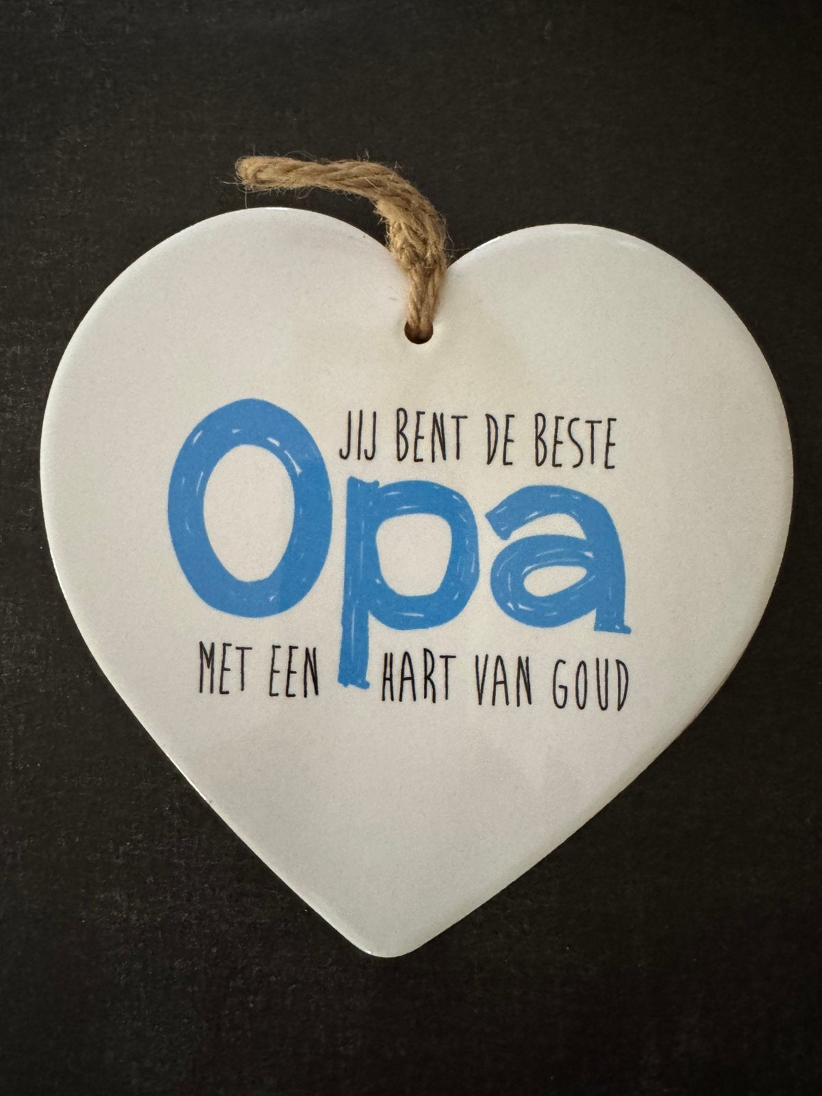 Hartje 'Jij bent de beste Opa' - Wit keramiek, Huis en Inrichting, Woonaccessoires | Overige, Nieuw, Steen/keramiek, Wit, Ophalen of Verzenden