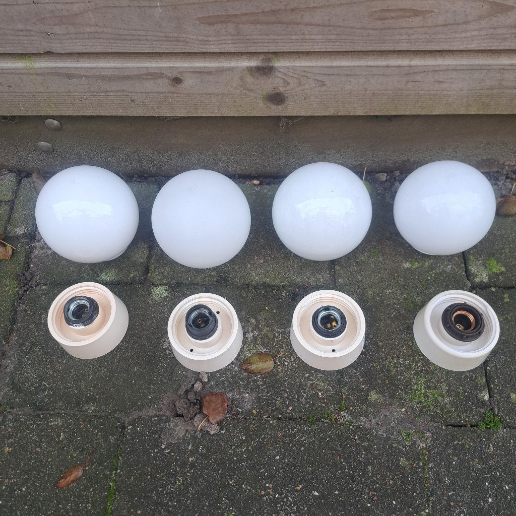 4xplafond lamp bol glas, Ophalen, Gebruikt, Glas