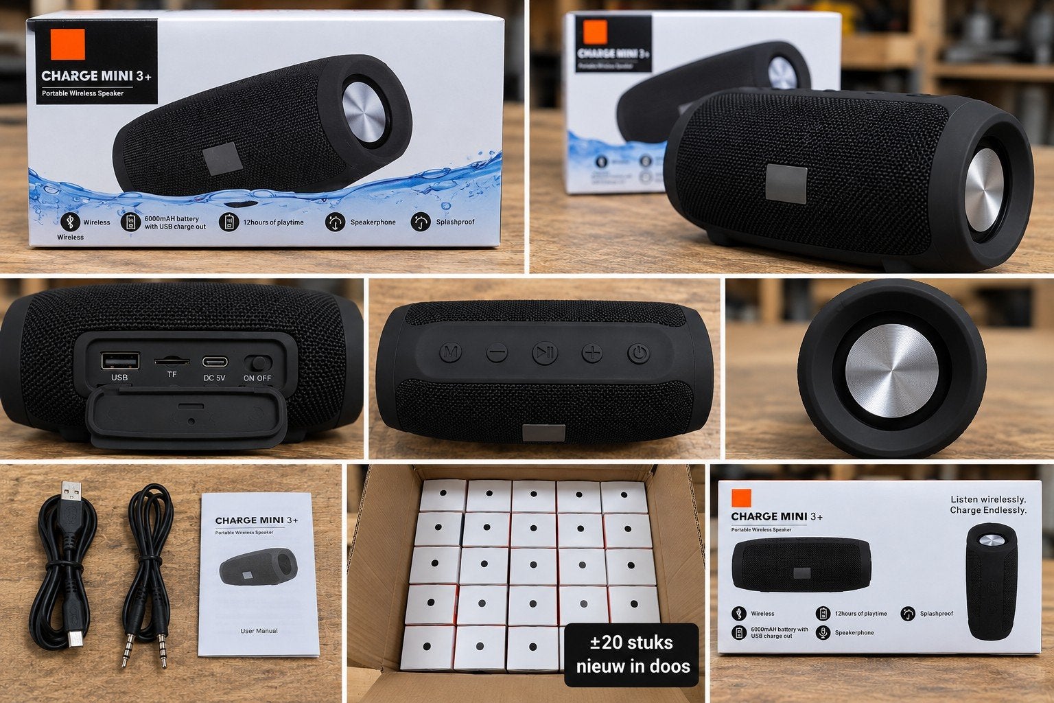 Partij 20x Charge Mini 3+ Bluetooth Speakers – Nieuw in doo