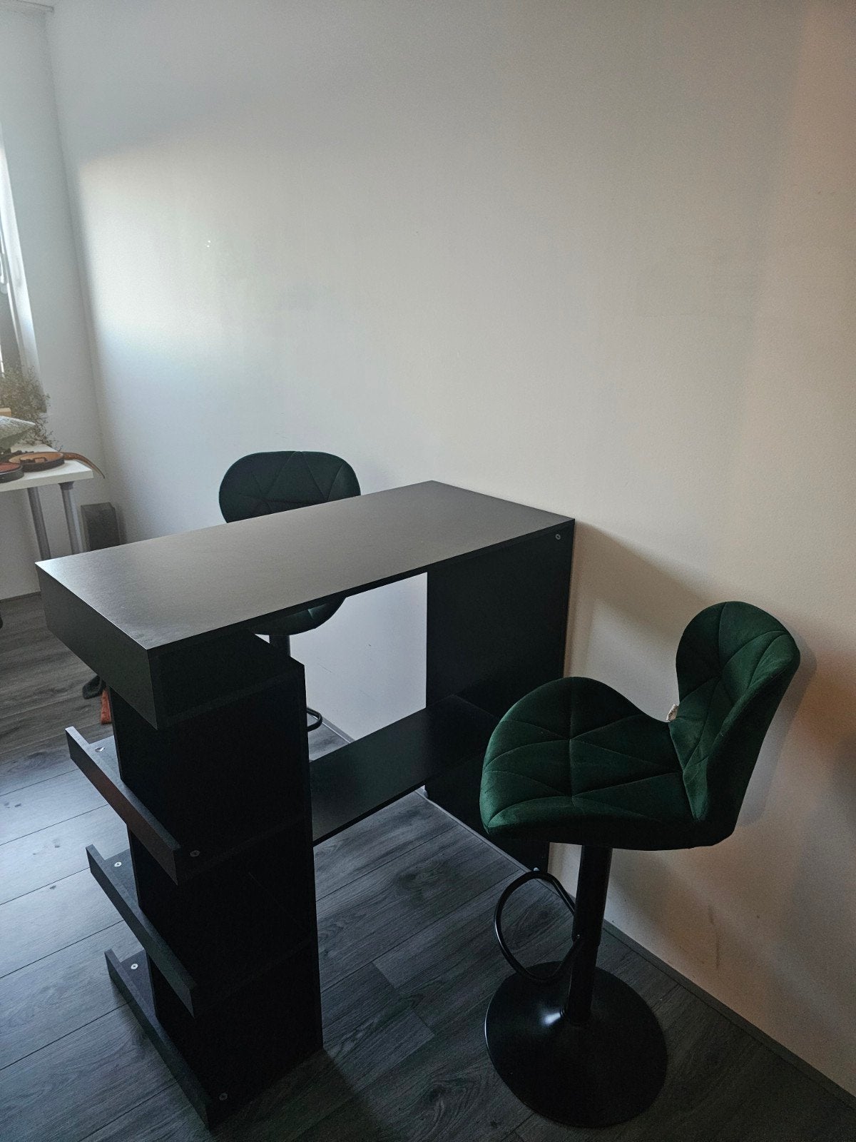 Bartafel met barkrukken, Huis en Inrichting, Ophalen of Verzenden, Zo goed als nieuw, 90 cm of meer, 2 krukken