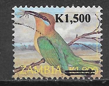 Zambia 2009 Vogel bijeneter overdruk nwe waarde K1500, Ophalen of Verzenden, Zambia, Gestempeld